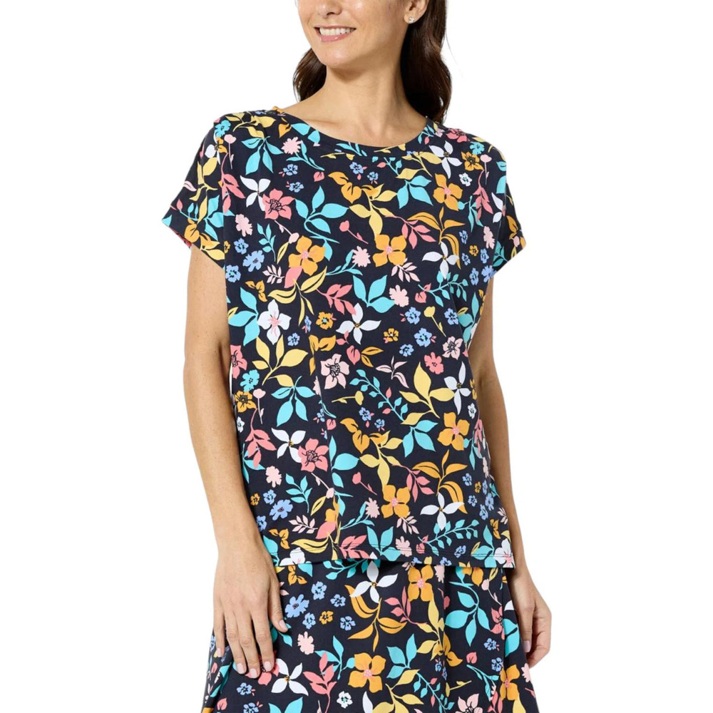 Comfort Code Stretch Jersey Extended Sleeve Lounge Tee Navy Floral - Regular